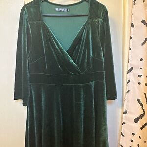 Allegra K Women's Green Velvet Dress